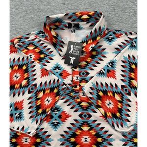 Trenton Polo Shirt Mens 2XL Golf Bohemian Aztec Southwestern Stretch NEW